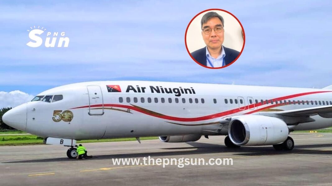 Air niugini plane and Mr Hong of ADB